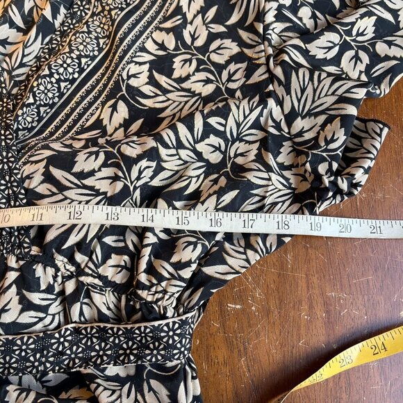 Natura Tiered Maxi Dress Womens L Botanical Minimalist Bohemian Flutter Boho - Picture 10 of 13